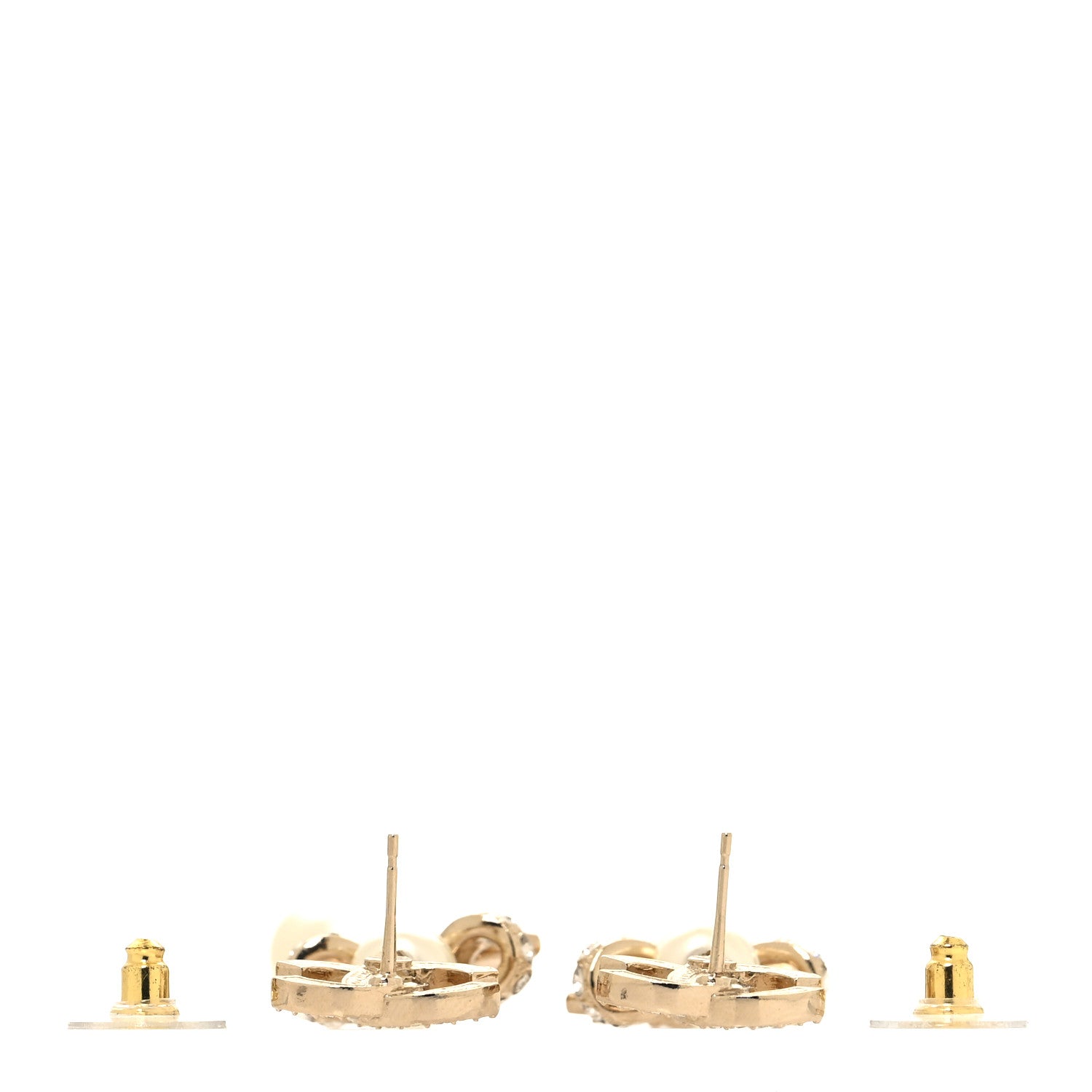 Chanel Crystal Pearl CC Star Bow Drop Earrings Gold 3 of 4