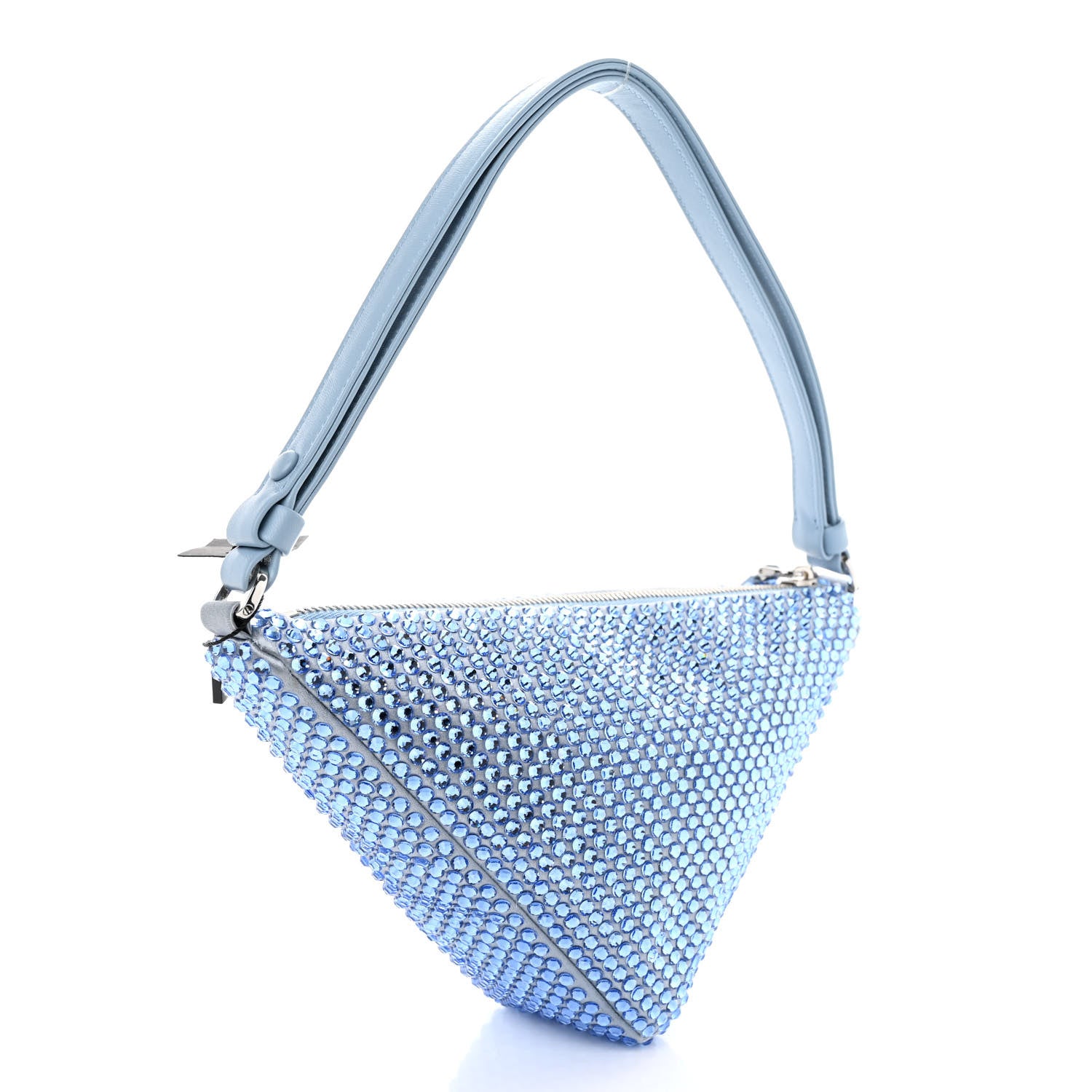 Prada Satin Crystal Triangle Pouch Celeste 3 of 10