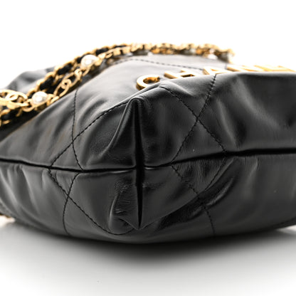 Chanel Shiny Calfskin Quilted Pearl CC Chain Mini Chanel 22 Black 9 of 11