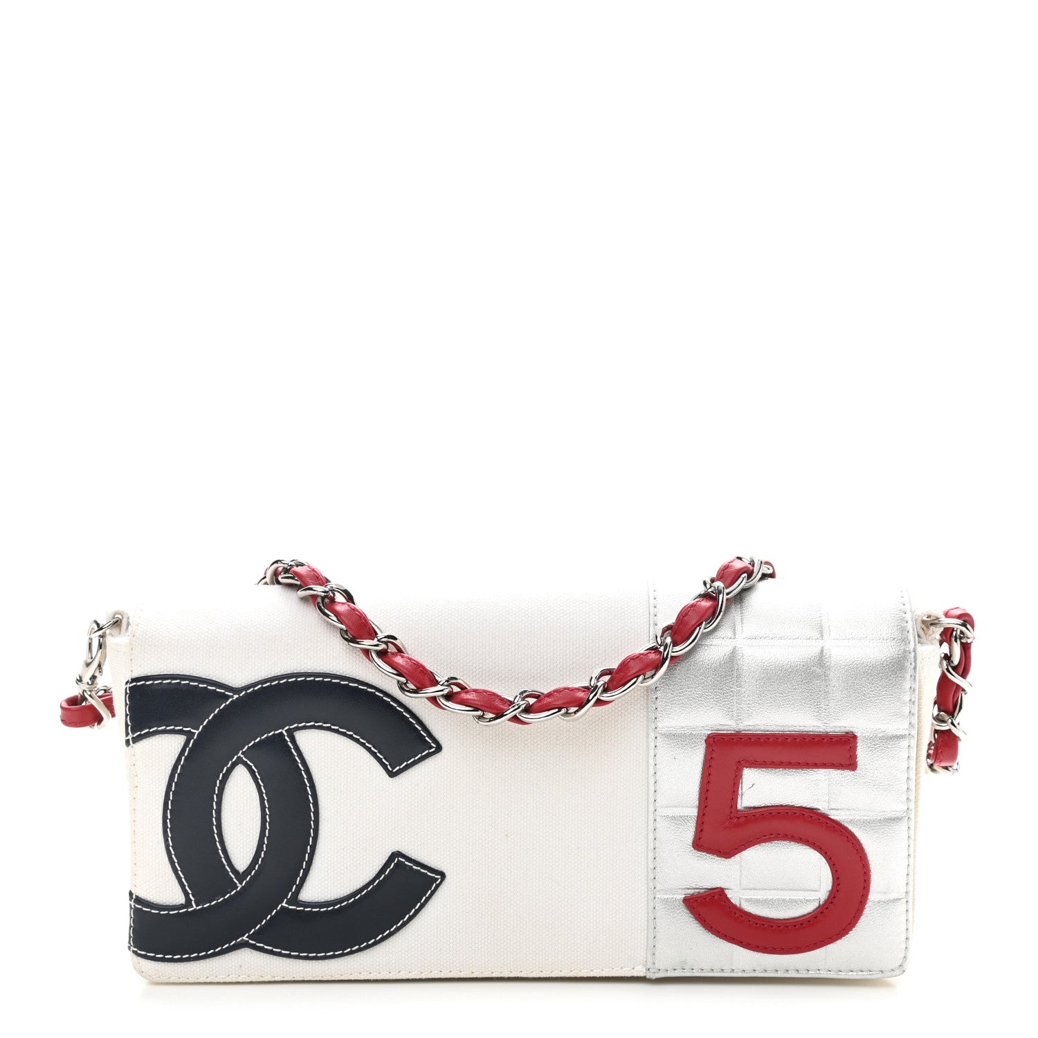 Chanel Metallic Lambskin Canvas CC N°5 Flap White 1 of 10