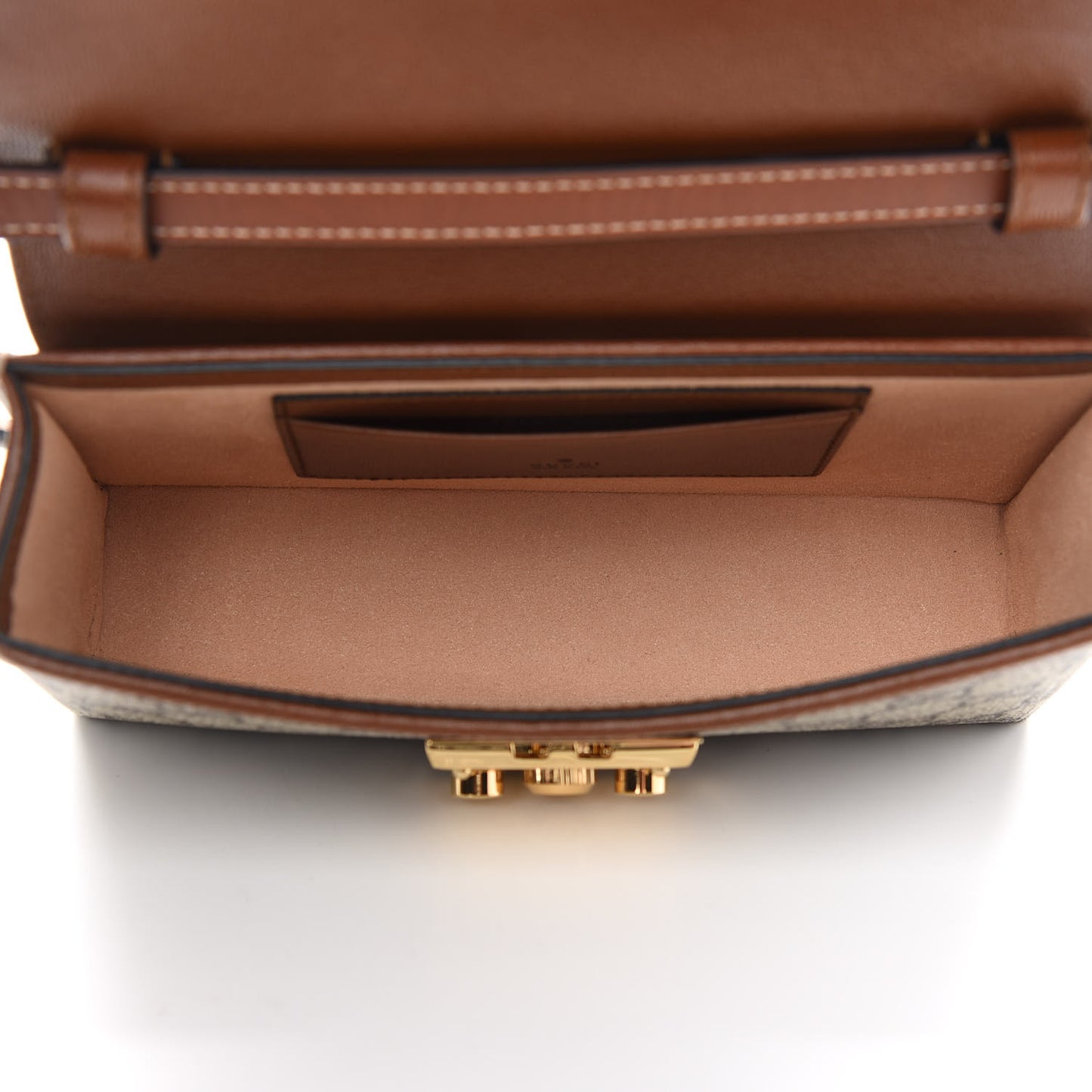 GG Supreme Monogram Calfskin Mini Padlock Top Handle Shoulder Bag Beige Black Cuir