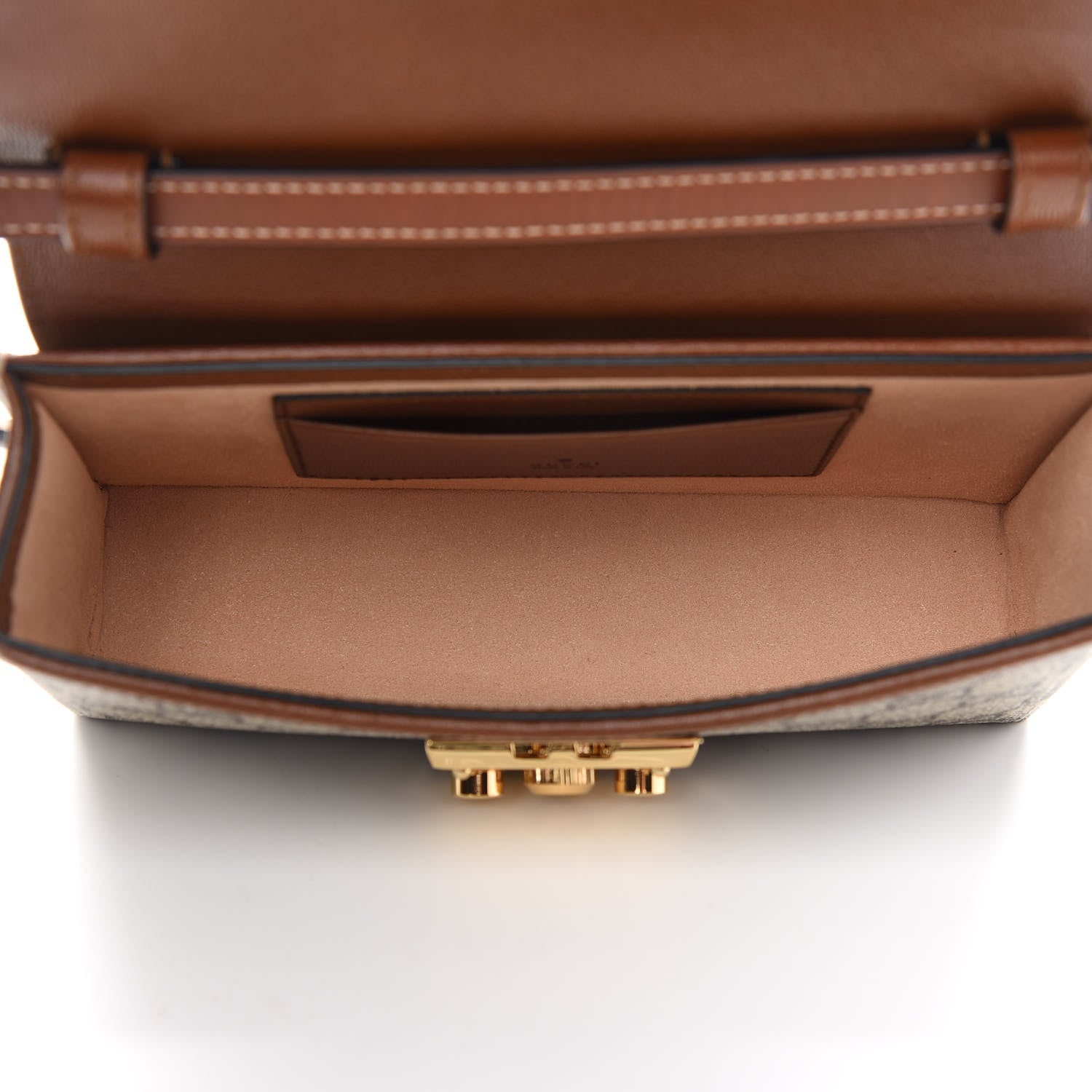 Gucci GG Supreme Monogram Calfskin Mini Padlock Top Handle Shoulder Bag Beige Black Cuir 7 of 9