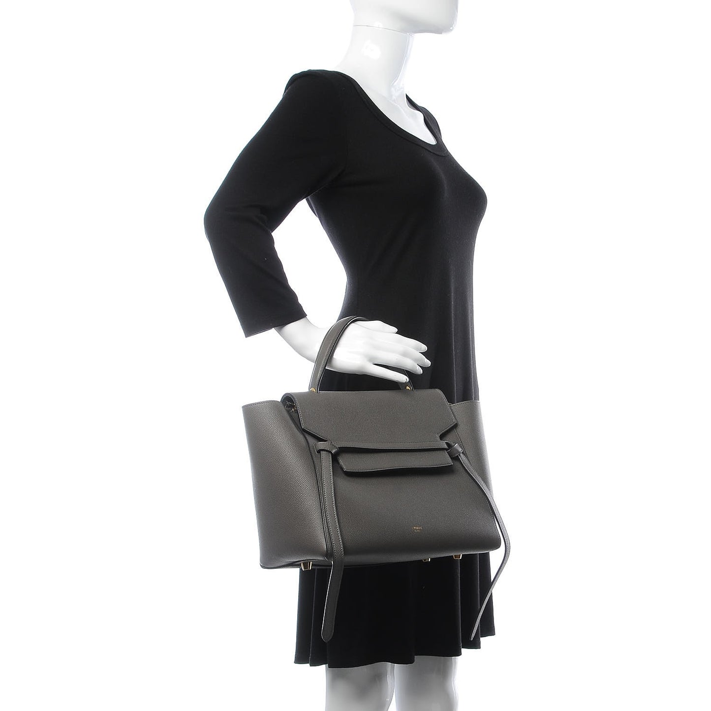 Grained Calfskin Mini Belt Bag Grey