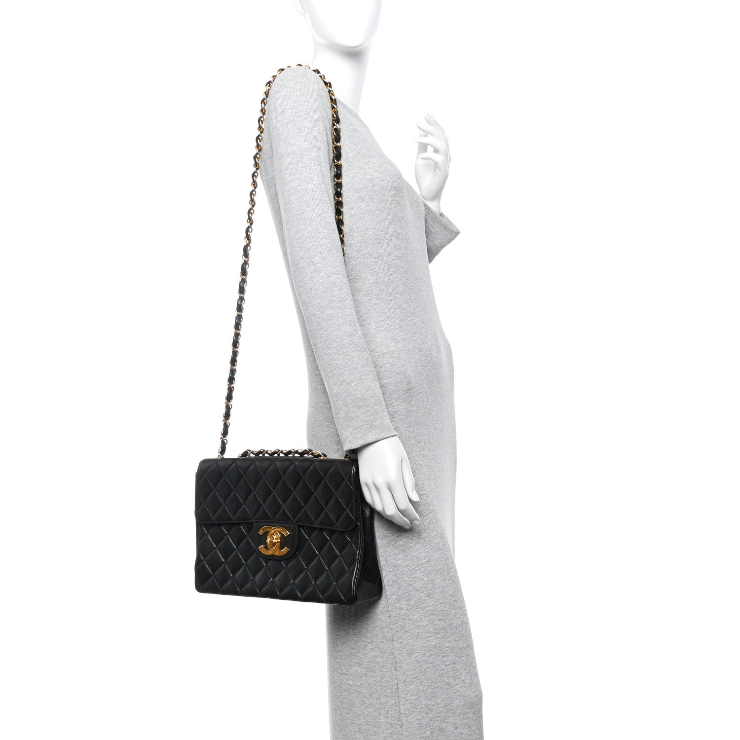 Chanel Lambskin Quilted Jumbo Single Flap Black 2 of 16