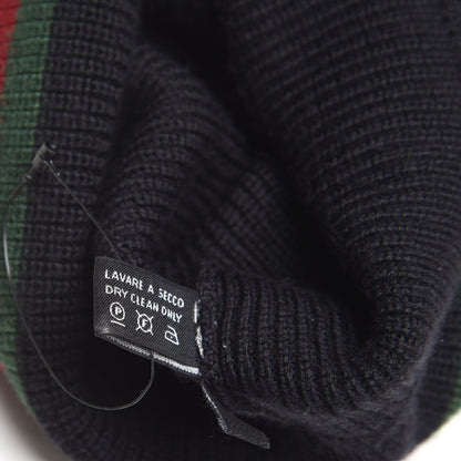 Gucci Wool Silk Web Beanie Hat M Black 5 of 5