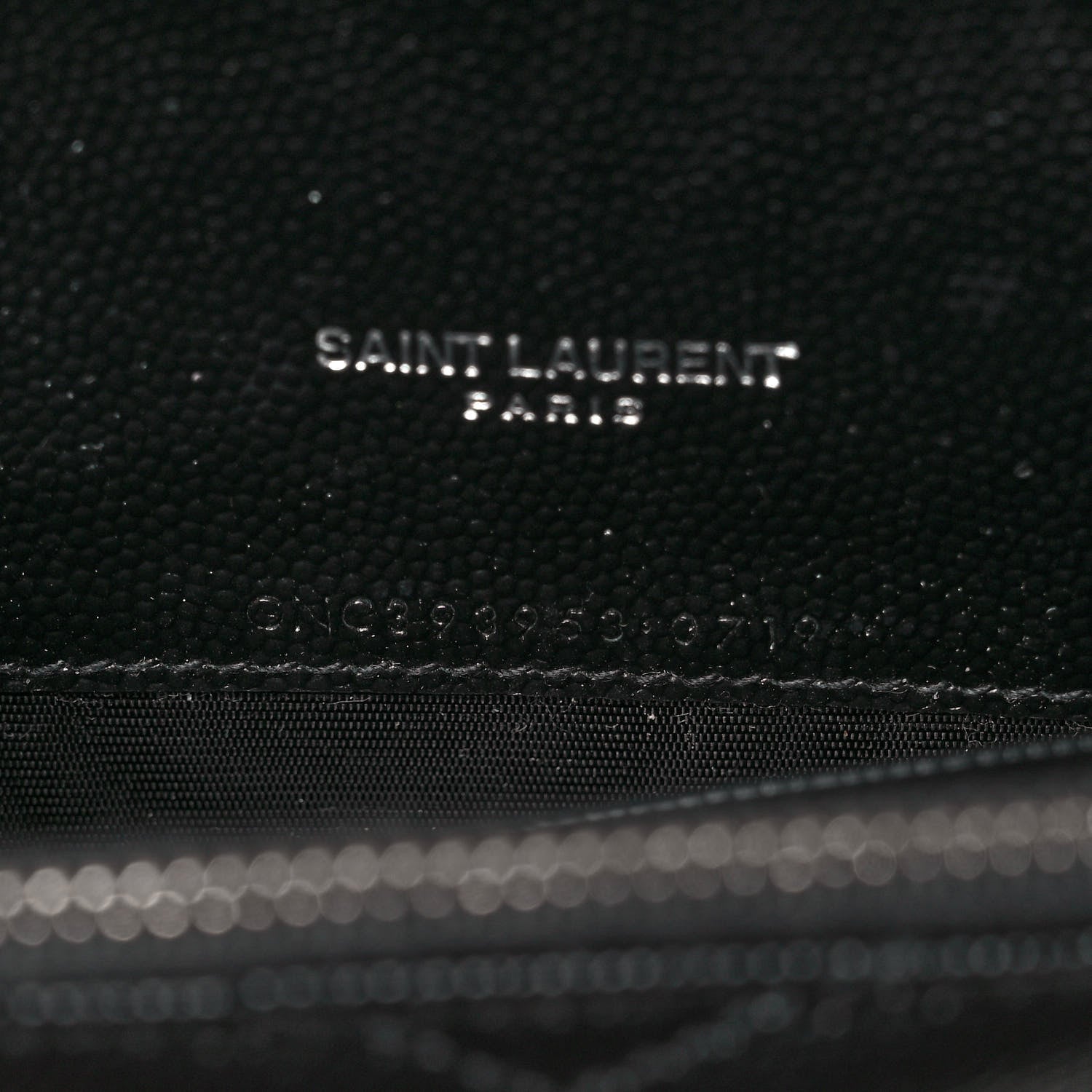 Saint Laurent Grain De Poudre Matelasse Chevron Monogram Envelope Chain Wallet Black 6 of 9