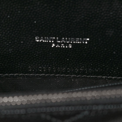 Saint Laurent Grain De Poudre Matelasse Chevron Monogram Envelope Chain Wallet Black 6 of 9