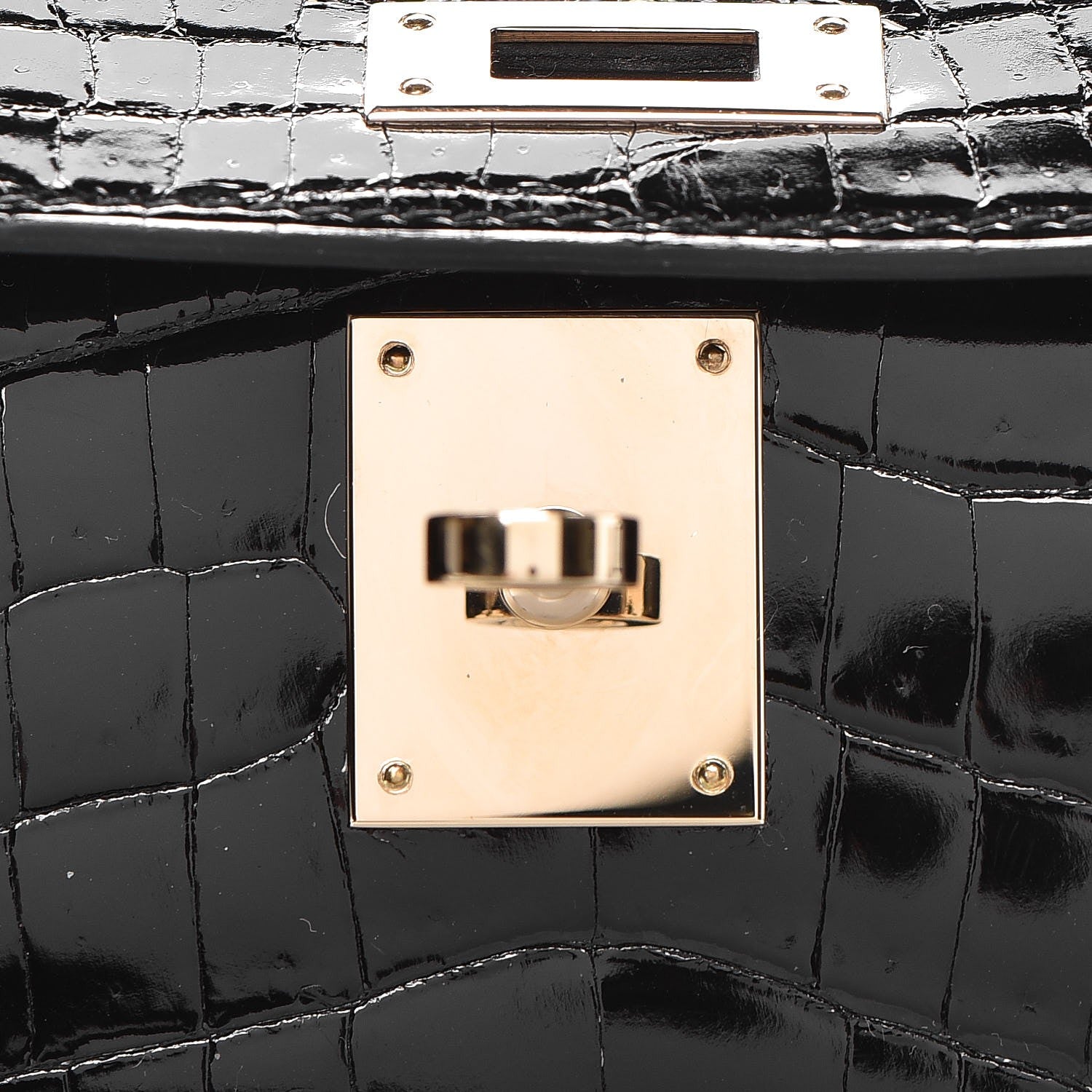 Hermes Shiny Niloticus Crocodile Kelly Cut Pochette Black 15 of 24