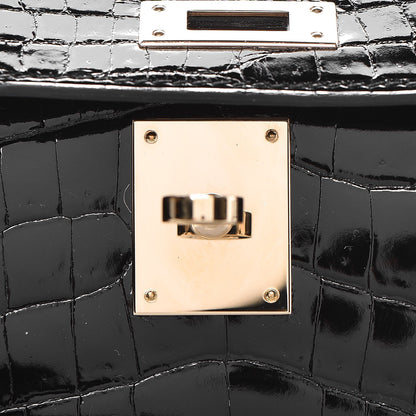Hermes Shiny Niloticus Crocodile Kelly Cut Pochette Black 15 of 24