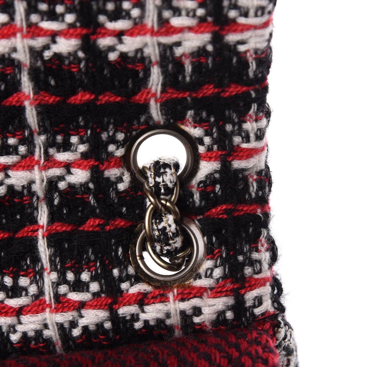 Tweed Quilted Medium Single Flap Red Black White