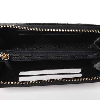 Chanel Shiny Goatskin Diagonal Quilted Small Zip Around Wallet Black 5 of 8