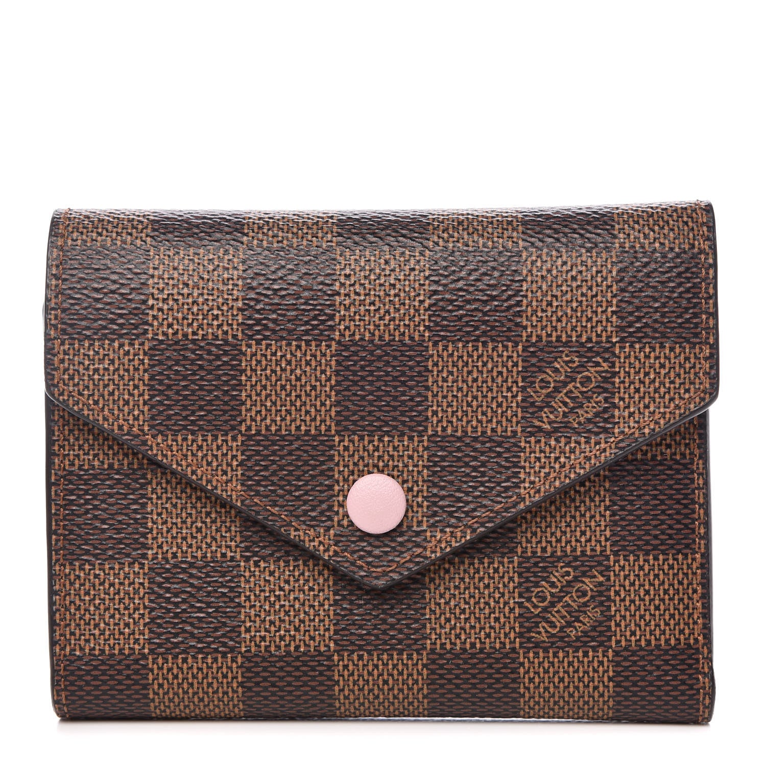 Louis Vuitton Damier Ebene Victorine Wallet Rose Ballerine 1 of 9