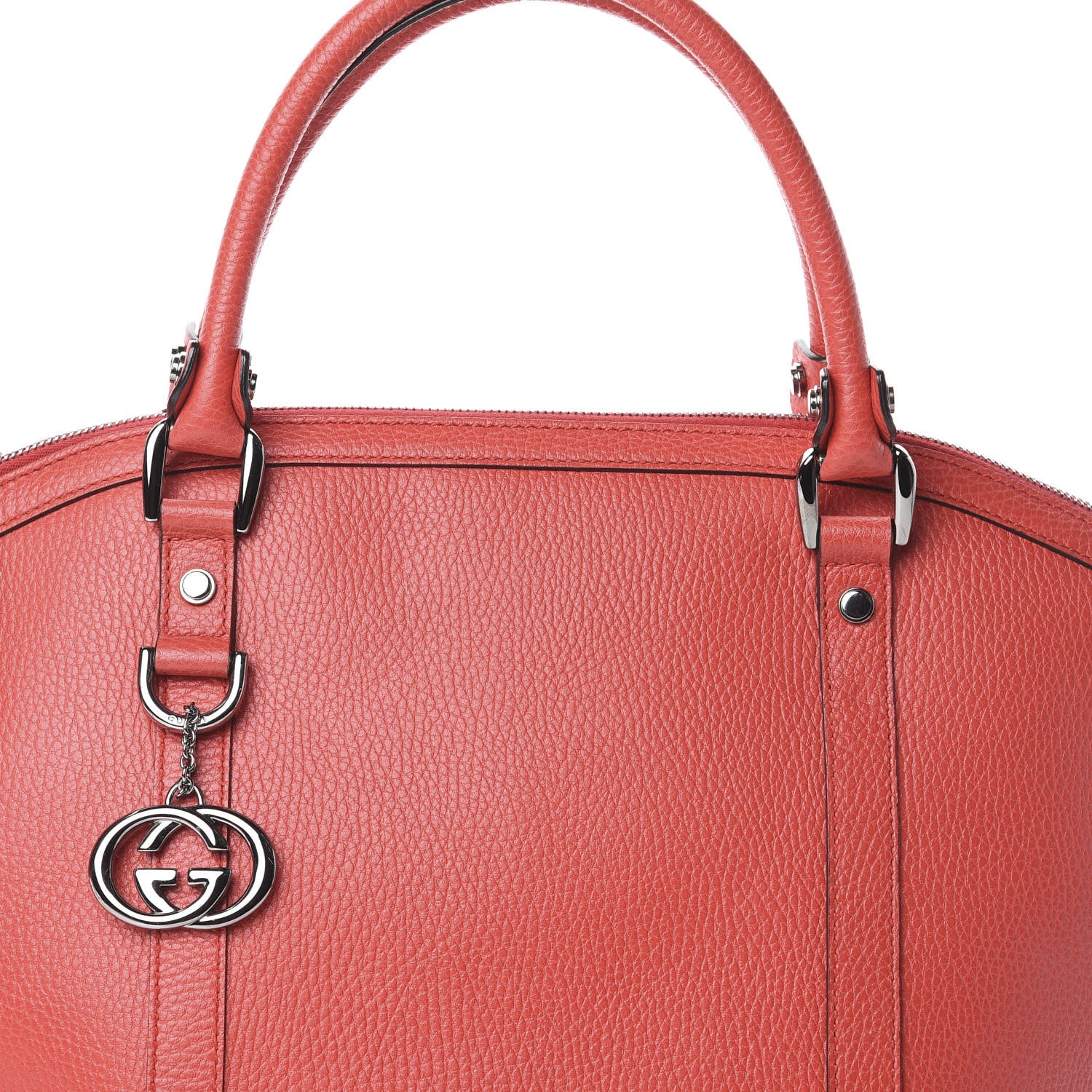 Gucci Dollar Calfskin Medium GG Charm Dome Satchel Sporting Red 6 of 8