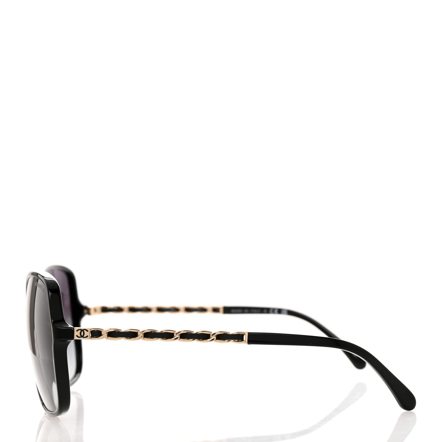 Acetate Lambskin Chain Square Sunglasses 5210-Q Black