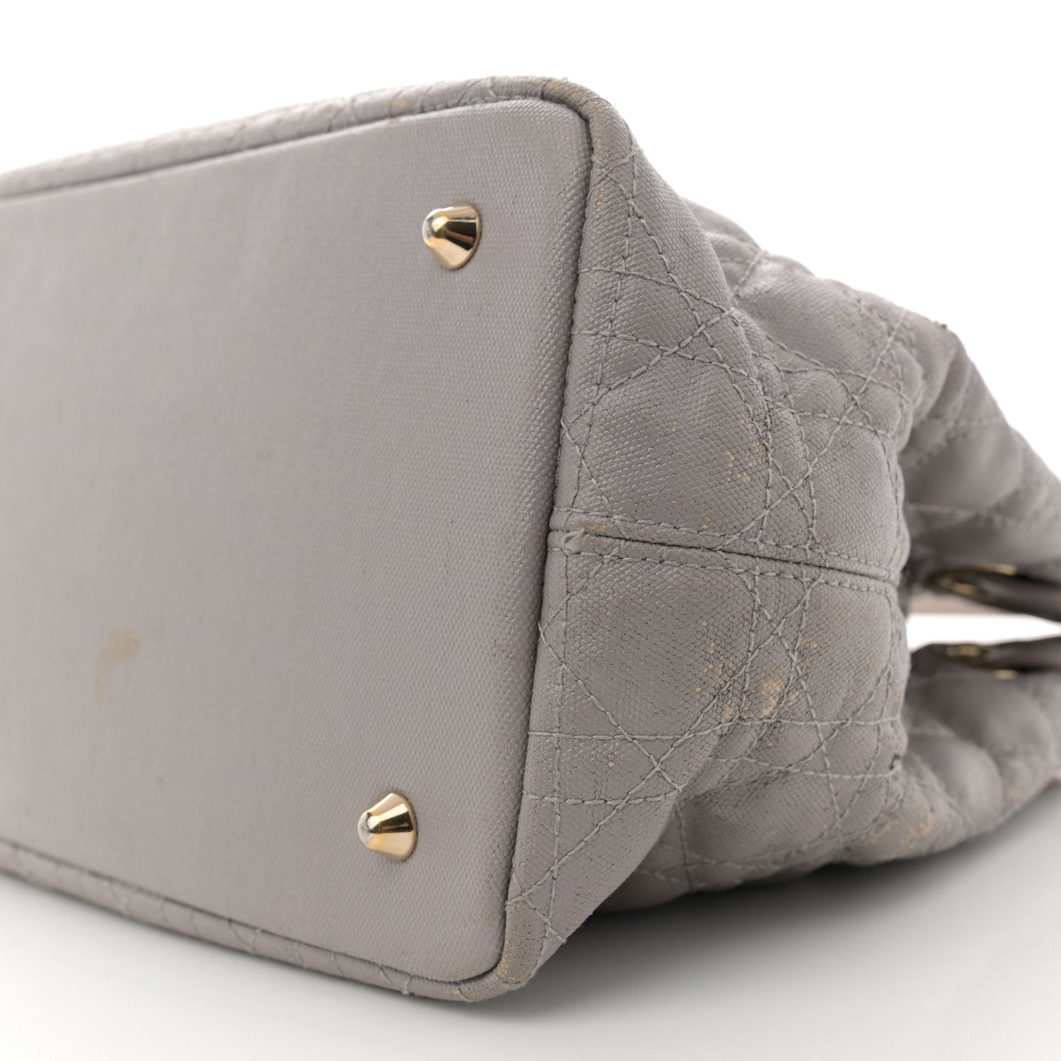 Christian Dior Coated Canvas Cannage Small Panarea Tote Grey 10 of 16