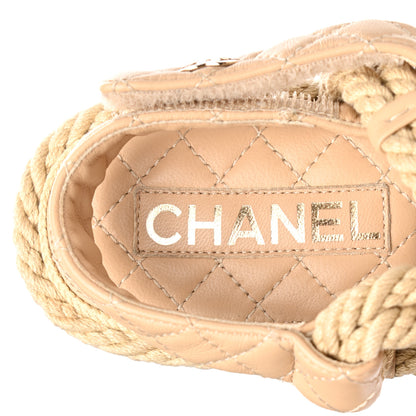 Chanel Cord Lambskin Quilted Logo Mules 37 Beige 7 of 8