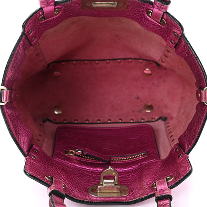 Valentino Garavani Metallic Pebbled Calfskin Mini Rockstud Tote Peony 4 of 4