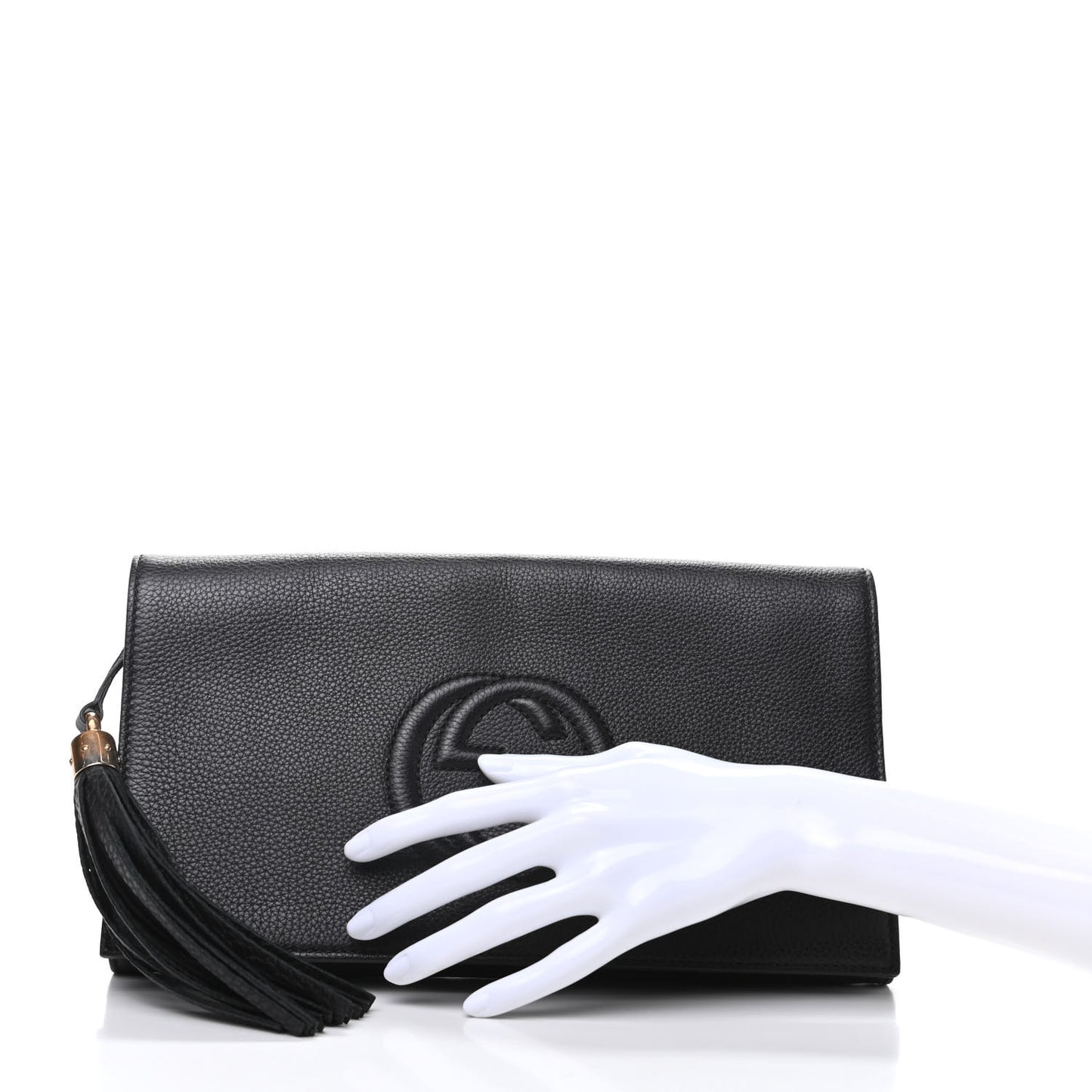 Pebbled Calfskin Medium Soho Clutch Black