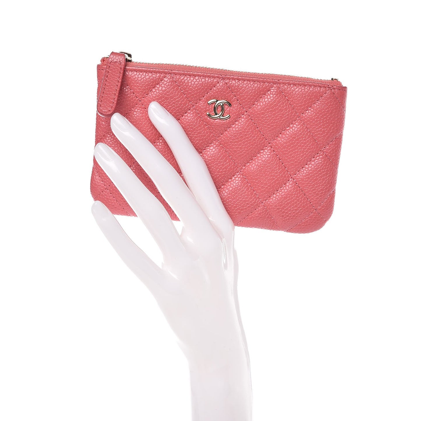 Caviar Quilted Small Cosmetic Case Pink