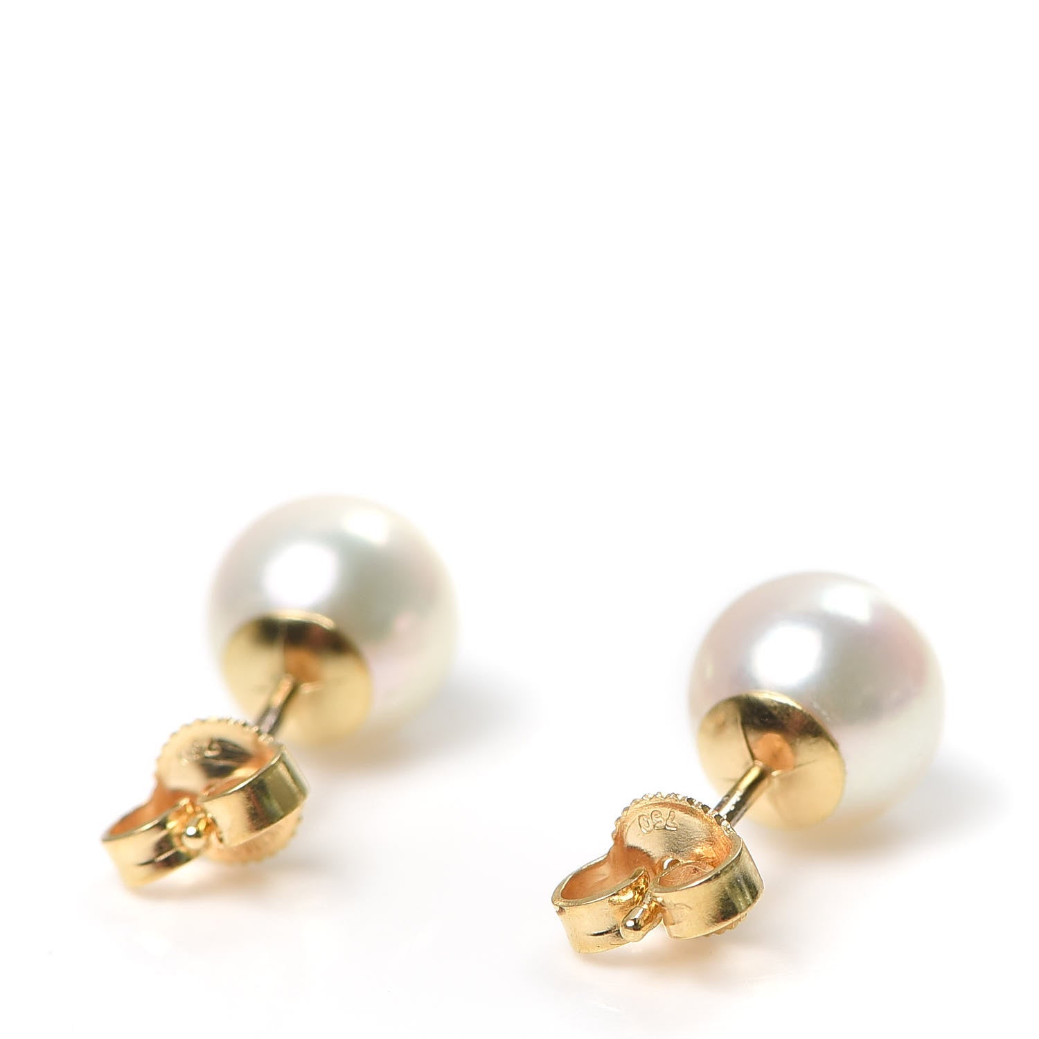 Mikimoto 18K Yellow Gold 8-8.5mm Akoya Pearl Stud Earrings 4 of 4