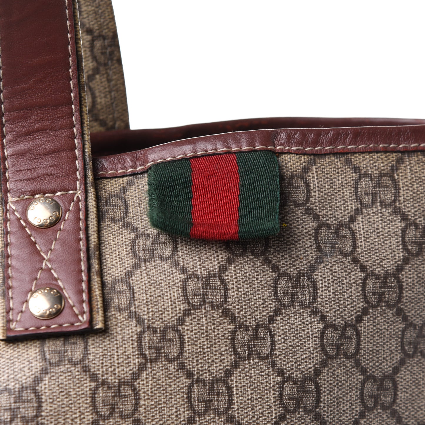 GG Plus Monogram Medium Signature Web Loop Tote Brown