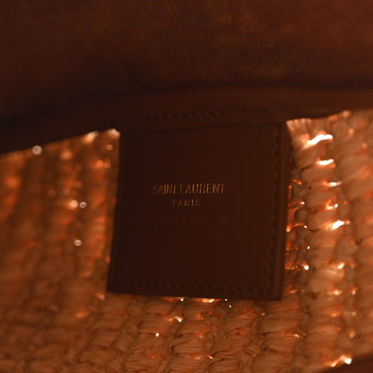 Saint Laurent Raffia Calfskin Le 5 A 7 Small Hobo Natural Brick 7 of 11