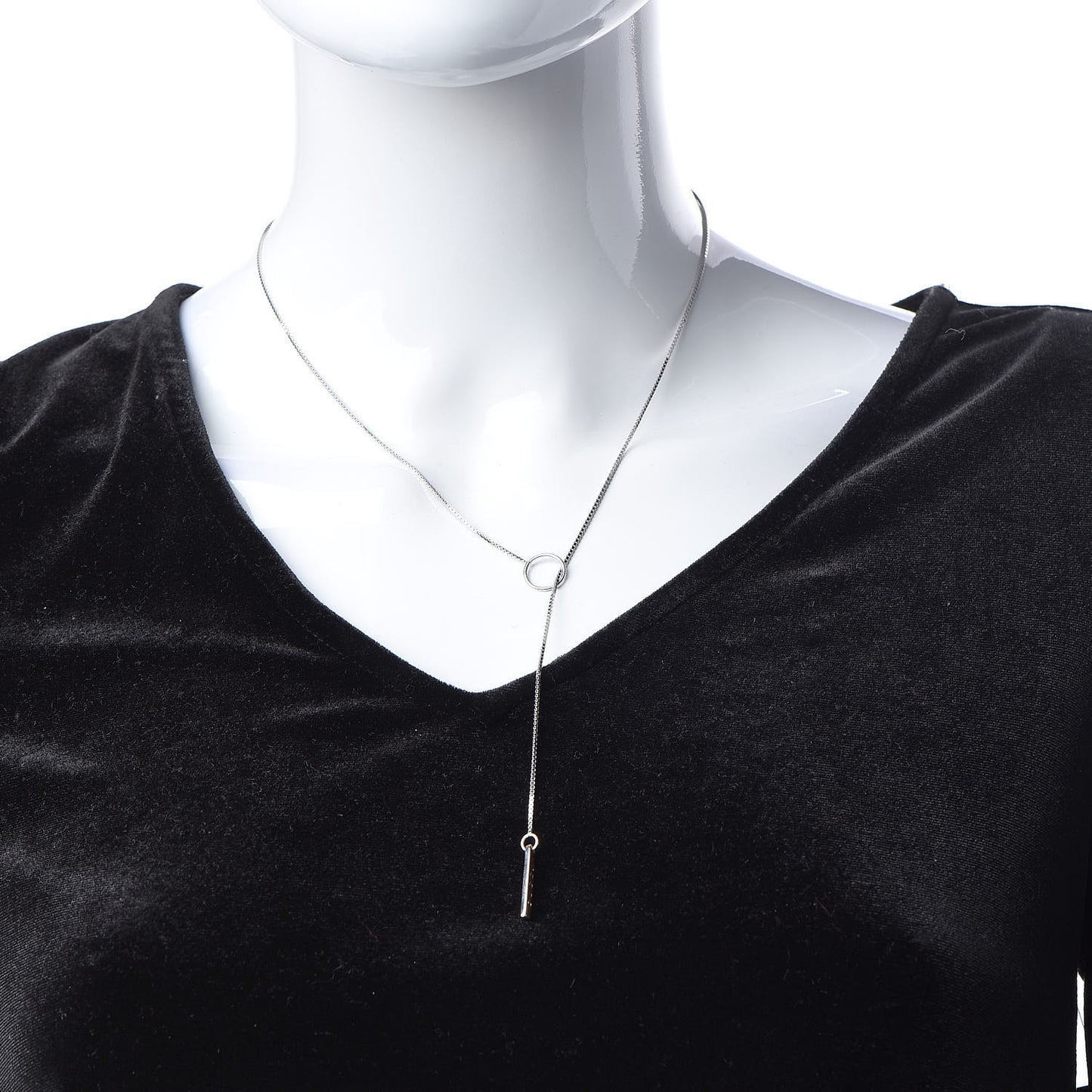 18K White Gold 20mm Lariat Necklace