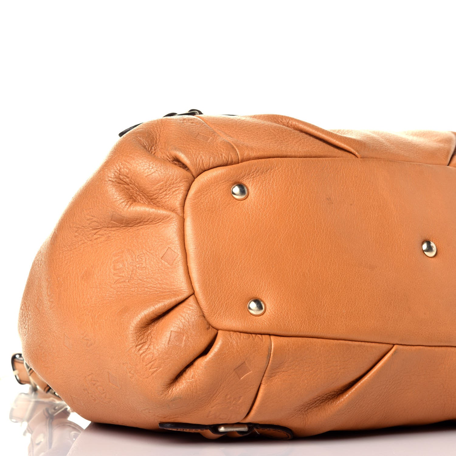 MCM Calfskin Ottomar Drawstring Shoulder Bag Sandstone 7 of 8