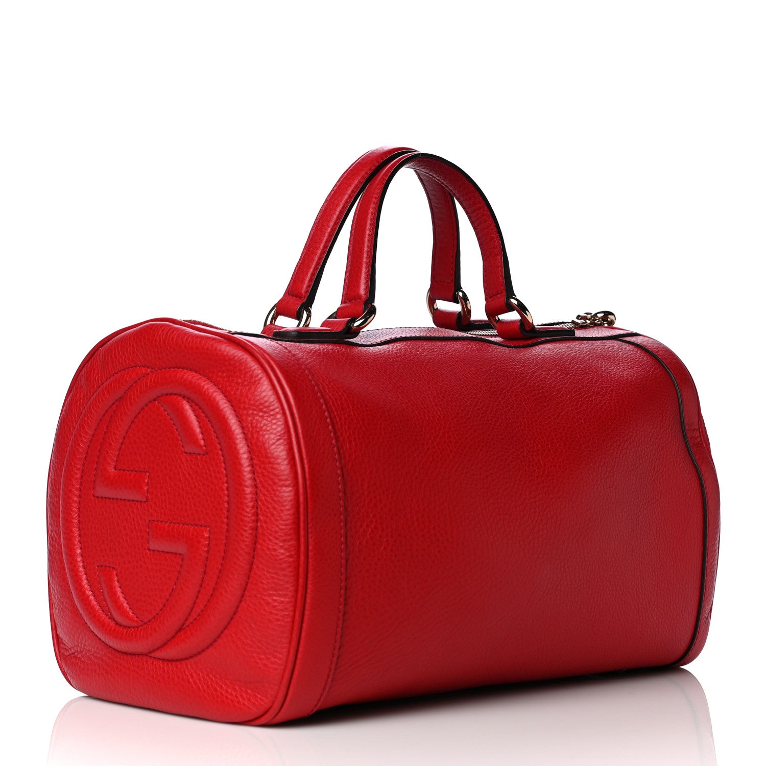 Gucci Pebbled Calfskin Medium Soho Boston Red 2 of 11