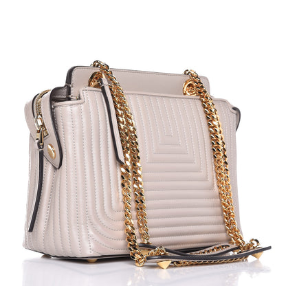Fendi Shiny Nappa Trapuntata Chain Small DotCom Click Chain Satchel Grigio Polvere 3 of 10