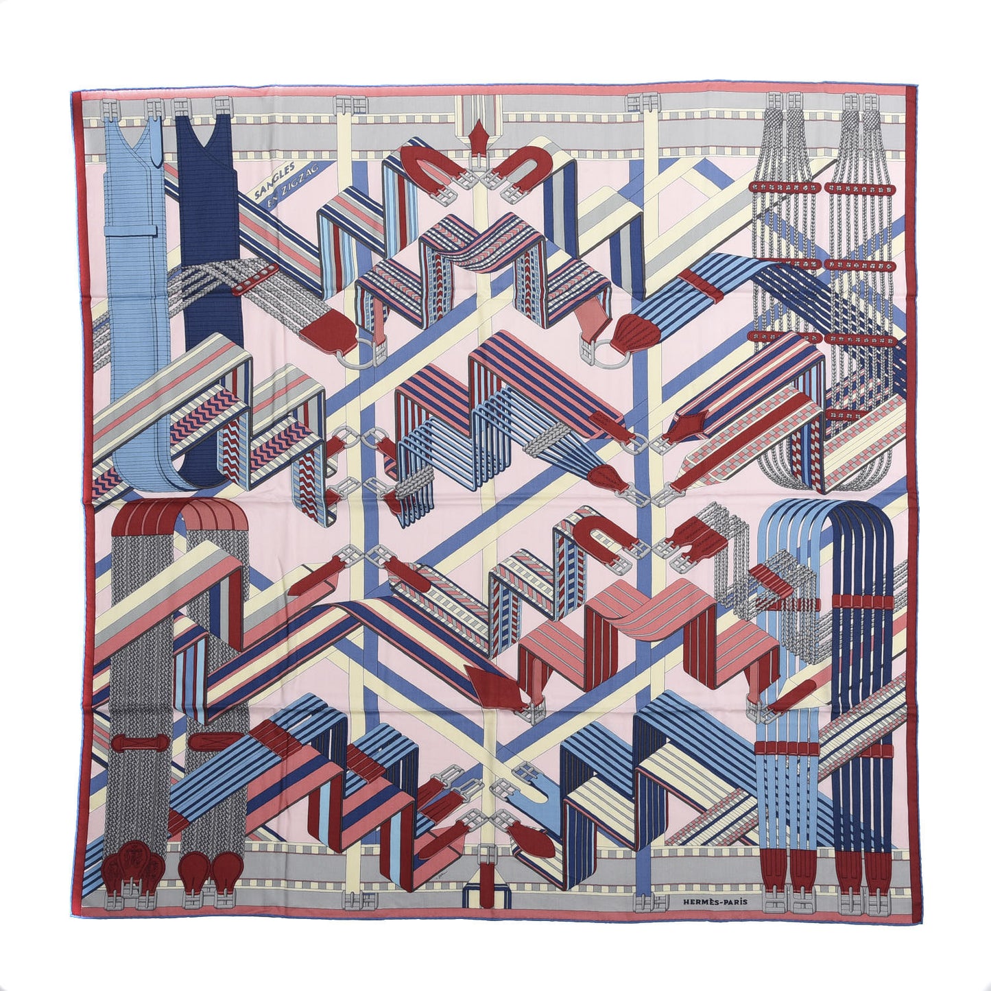 Cashmere Silk Sangles En Shawl 140 Rose Nacre Bleu Brique