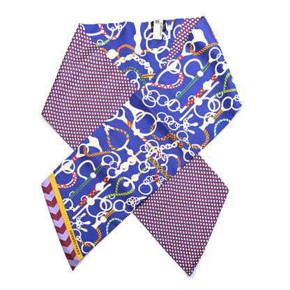 Hermes Silk Mors Et Tresses Maxi Twilly Cut Violet Vert Rouge 1 of 3