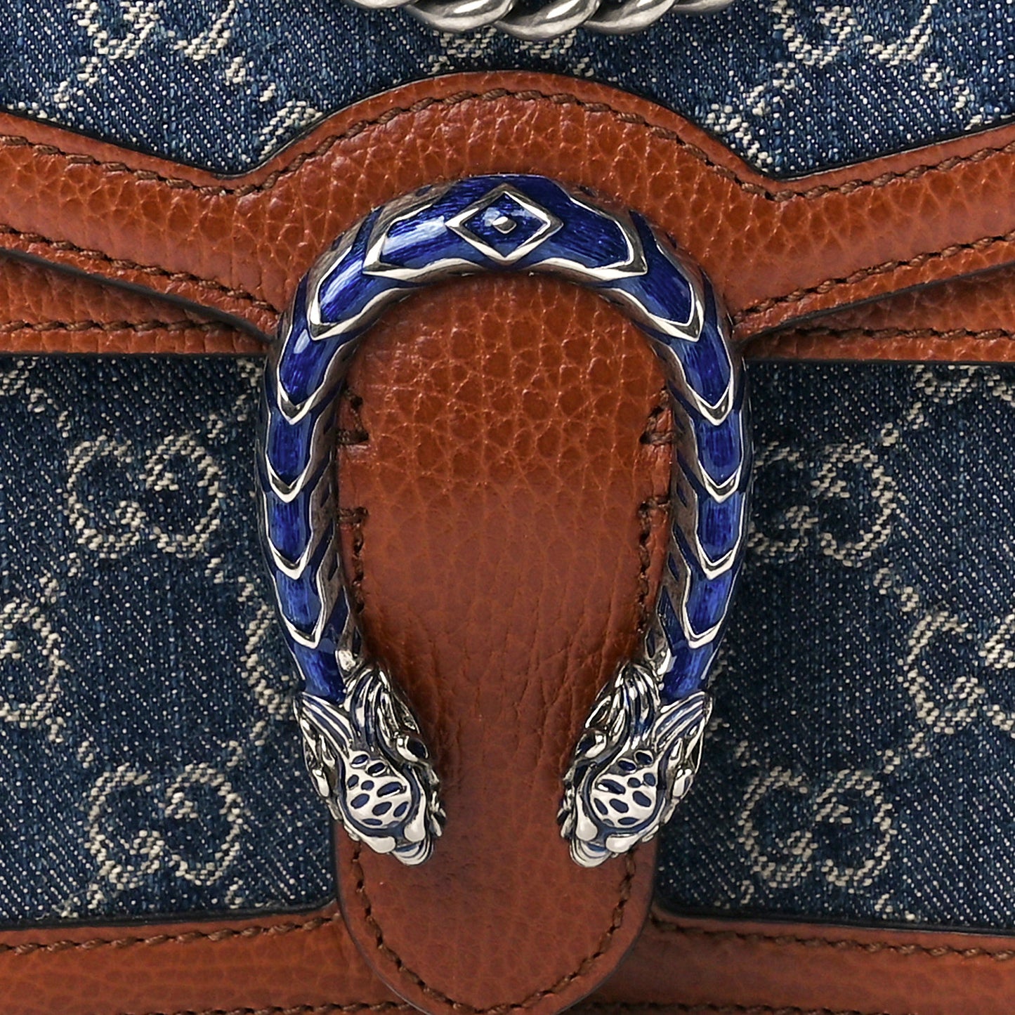 New Denim GG Monogram Dollar Calfskin Enamel Mini Dionysus Shoulder Bag Blue Tea Cuir Epilog Electric Blue