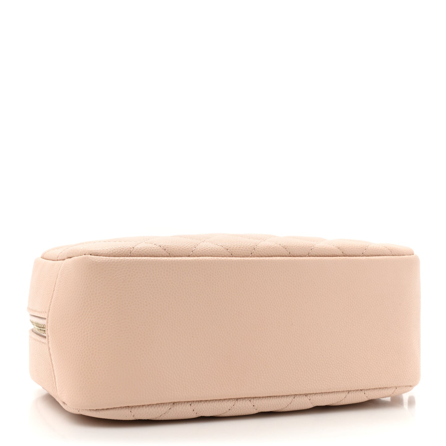 Caviar Quilted Medium Curvy Pouch Cosmetic Case Beige