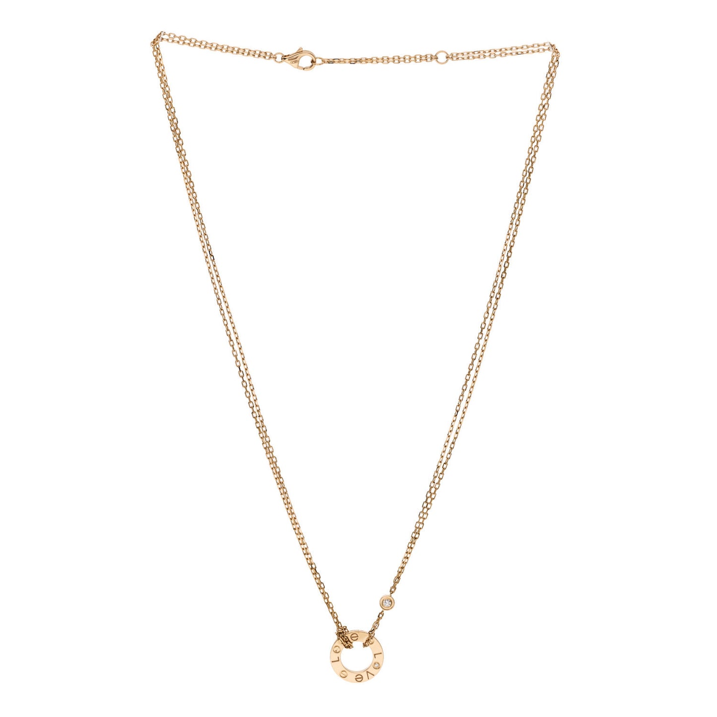 18K Yellow Gold 2 Diamond LOVE Necklace