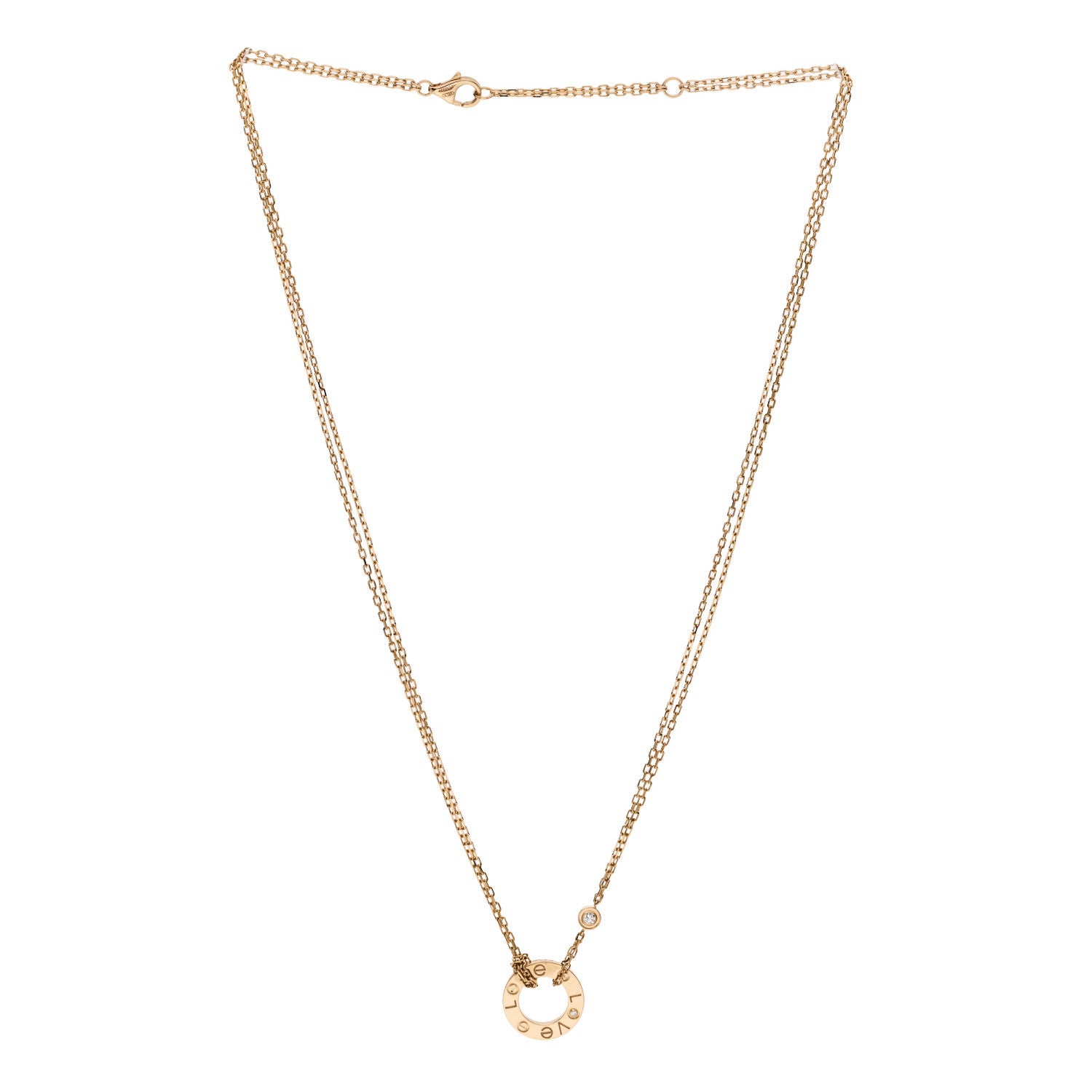 Cartier 18K Yellow Gold 2 Diamond LOVE Necklace 3 of 6