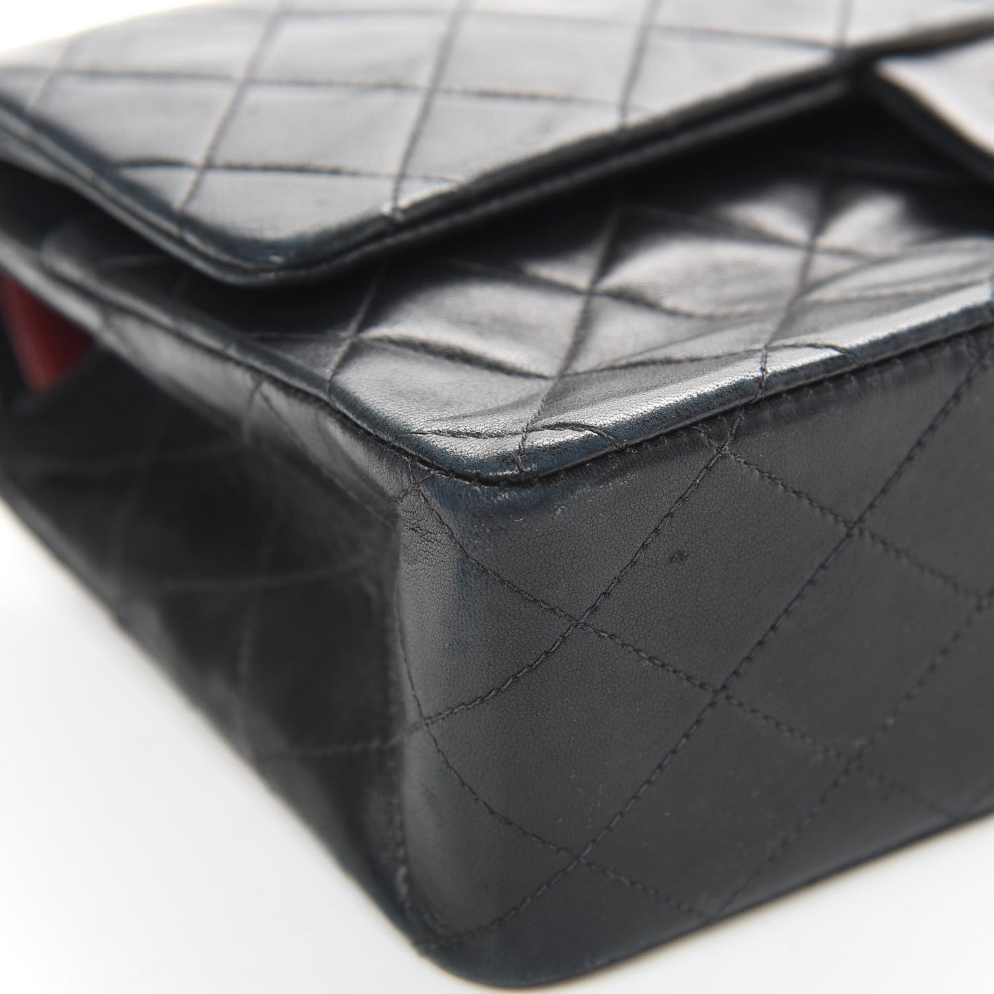 Lambskin Quilted Medium Double Flap Black