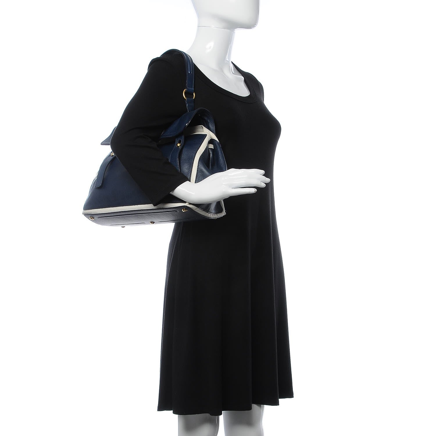Saint Laurent Calfskin Canvas Medium Muse Two Blue 2 of 16