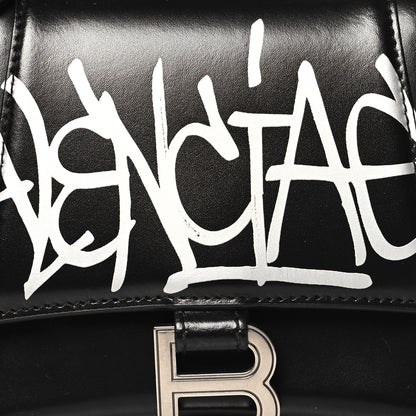 Balenciaga Box Calfskin Graffiti Logo Hourglass Top Handle Bag XS Black Silver 7 of 13