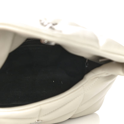 Saint Laurent Lambskin Quilted Toy Loulou Puffer Monogram Chain Satchel Blanc Vintage 6 of 16