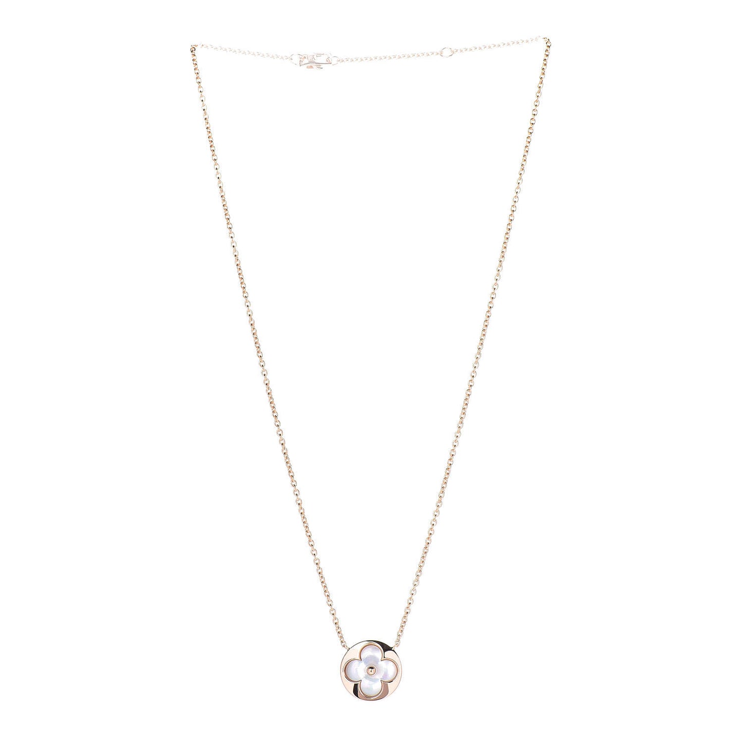 18K Pink Gold Mother Of Pearl Blossom Sun Pendant Necklace