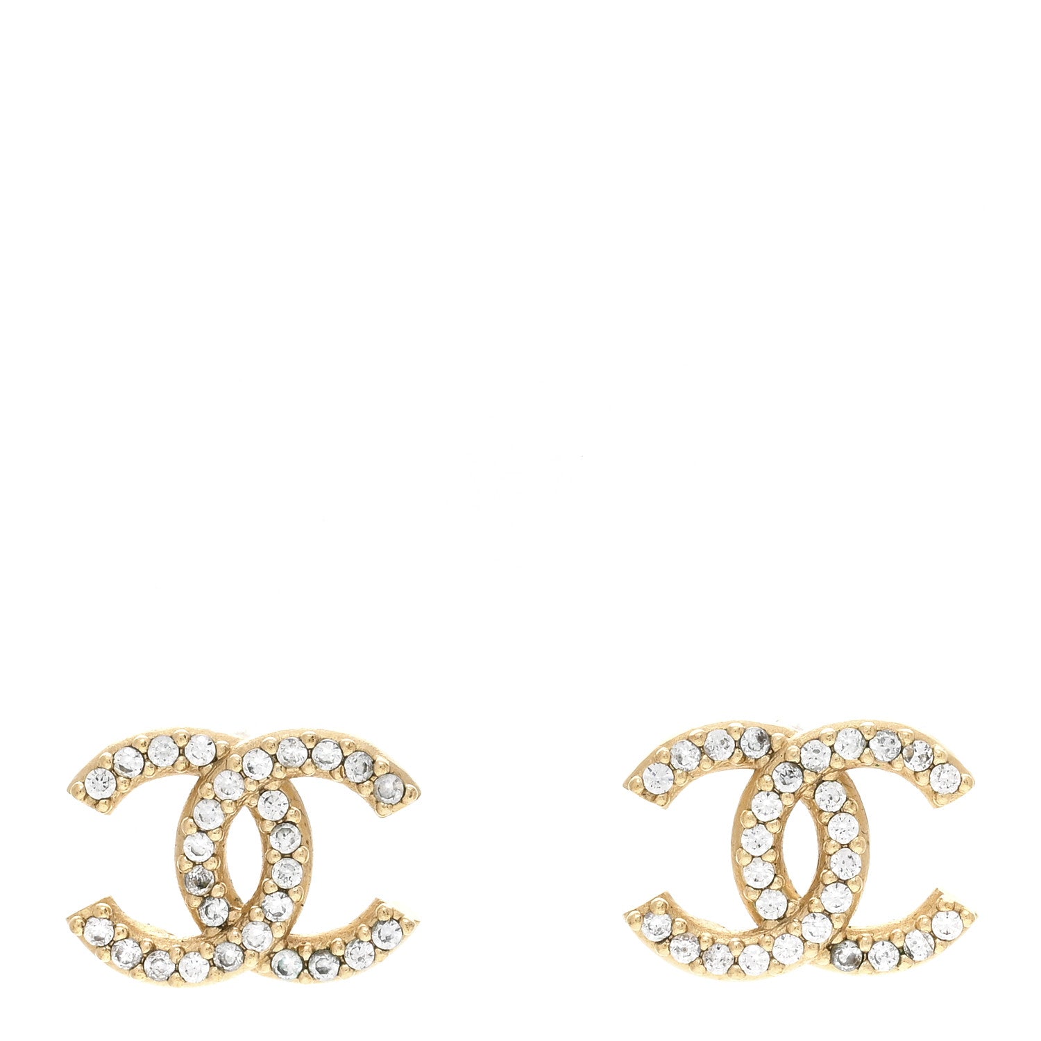 Chanel Crystal CC Earrings Gold 1 of 4