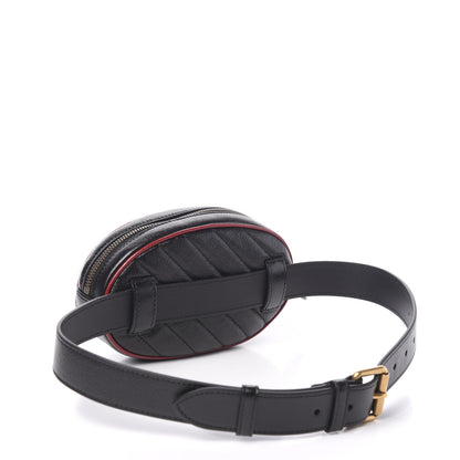 Gucci Azalea Calfskin Matelasse Diagonal Torchon GG Marmont Belt Bag 75 30 Black Romantic Cerise 3 of 10