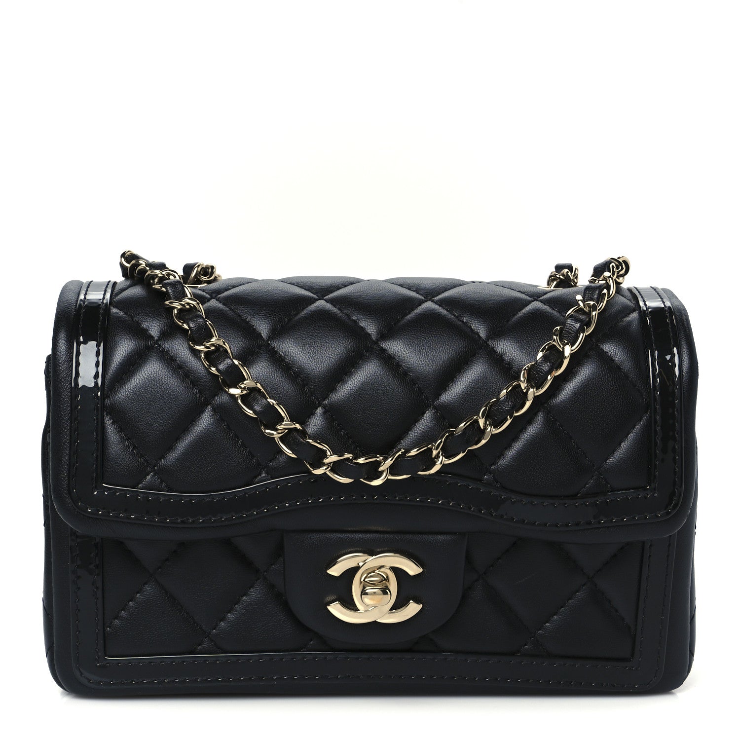 Chanel Shiny Lambskin Quilted Half Mini Flap Black 1 of 12