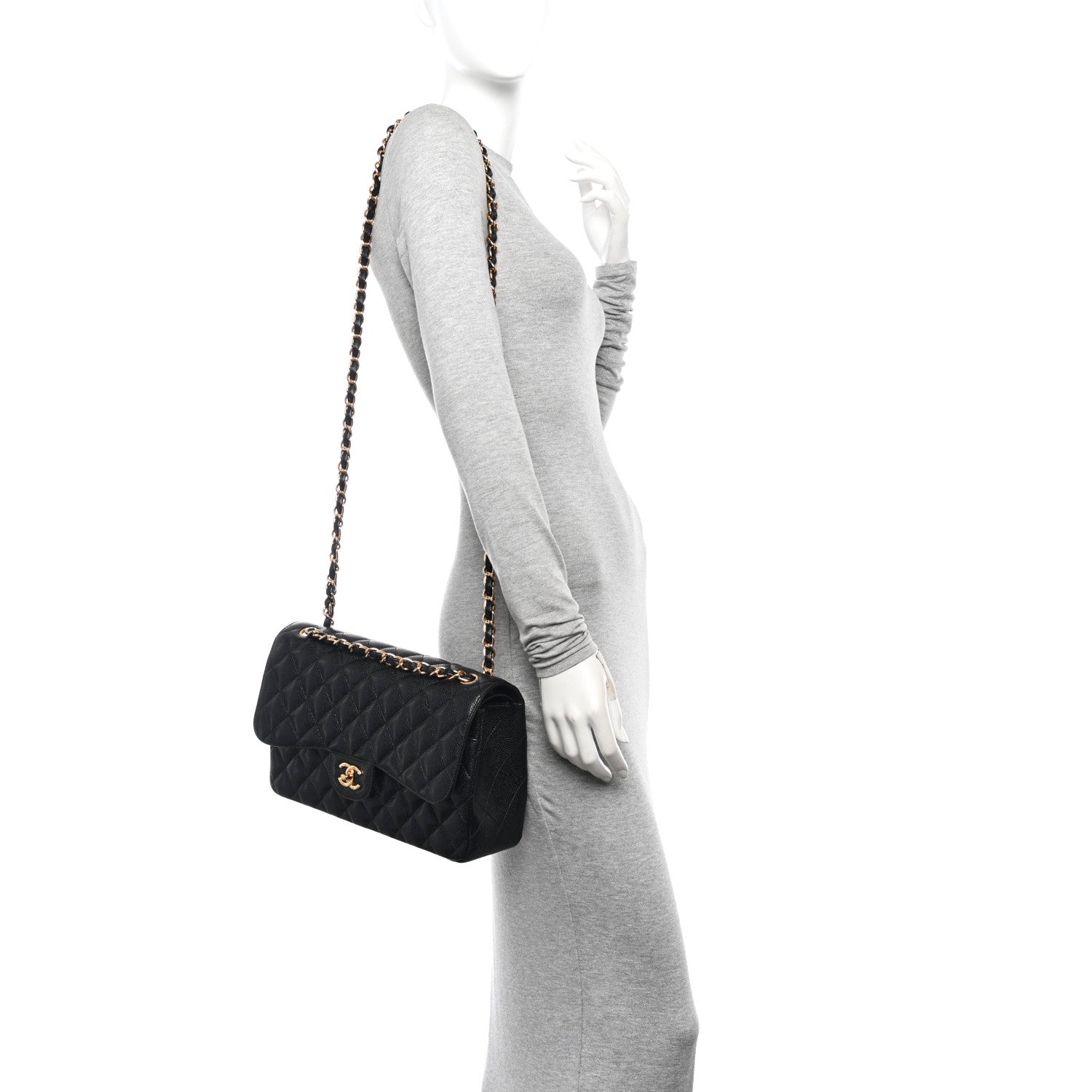 Chanel Caviar Quilted Jumbo Double Flap Black 2 of 10