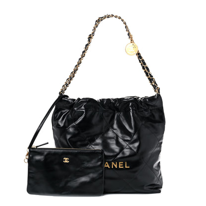 Chanel Shiny Calfskin Quilted Small Chanel 22 Black 1 of 13