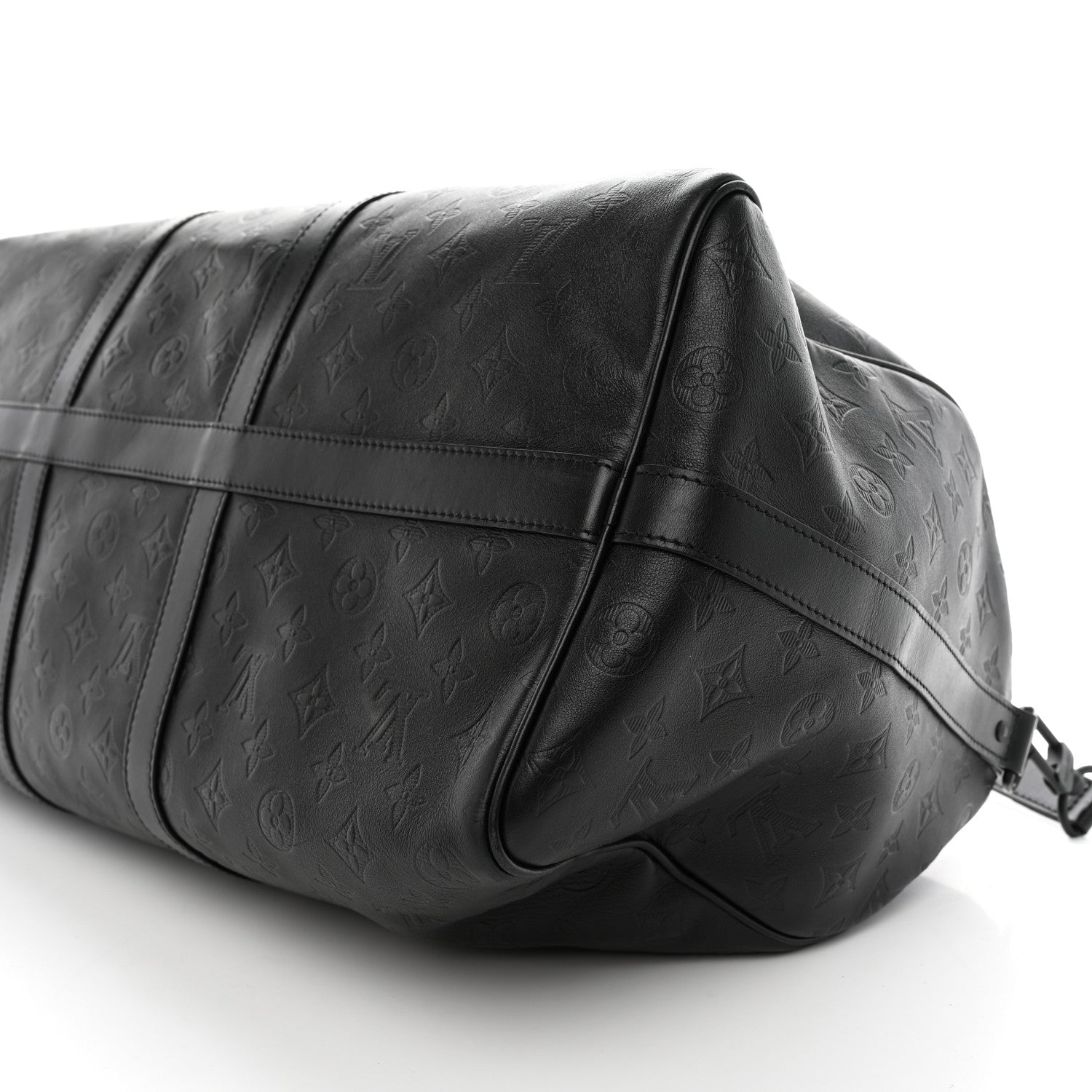 Louis Vuitton Calfskin Shadow Monogram Keepall Bandouliere 50 Black 8 of 9