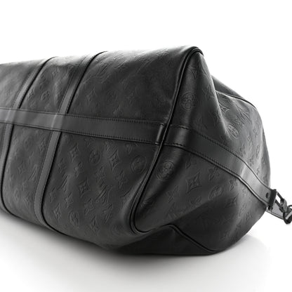 Louis Vuitton Calfskin Shadow Monogram Keepall Bandouliere 50 Black 8 of 9