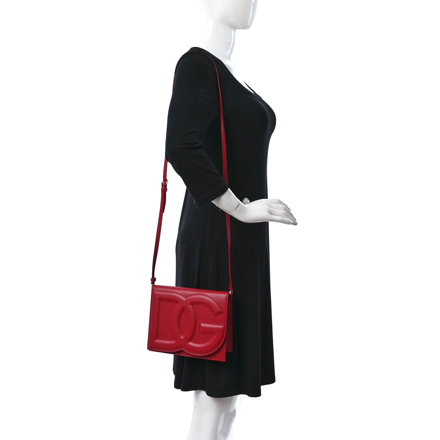 Calfskin DG Logo Flap Crossbody Bag Red