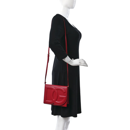 Dolce & Gabbana Calfskin DG Logo Flap Crossbody Bag Red 2 of 10